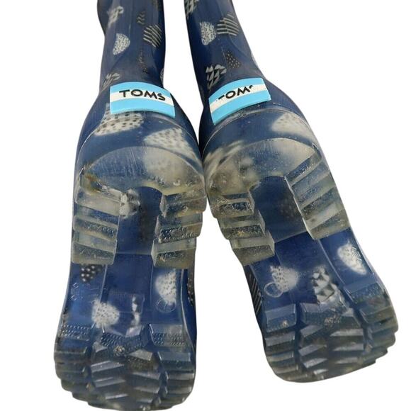 Toms Shoes Womens 7 Rain Boots Rubber Print Pull On Cabrilla Round Toe Blue Tall - Picture 14 of 15